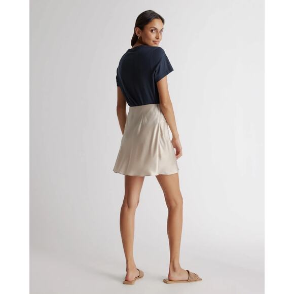 Quince 100% Washable Silk Mini Skirt Champagne Size XS Luxury Old Money NWT - Picture 5 of 13